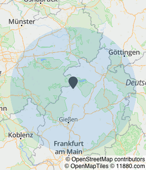 Kartendarstellung des Servicegebiets von AZE Autoteile Fachmarkt