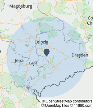 Kartendarstellung des Servicegebiets von Köhler Bedachung GmbH