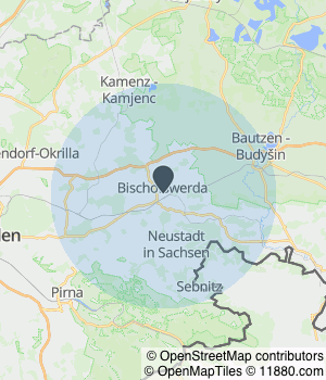 Kartendarstellung des Servicegebiets von GIGA-BIT Center CompuWare24