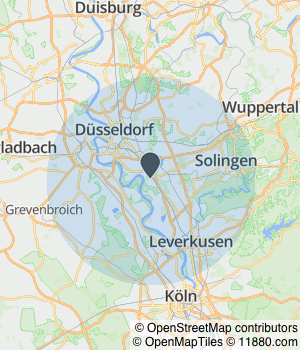 Kartendarstellung des Servicegebiets von Bg-Team GmbH