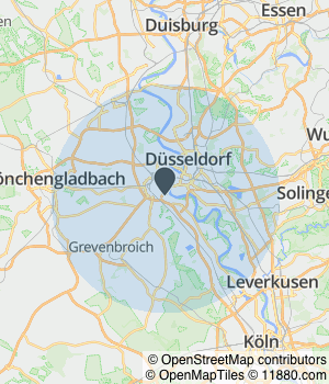 Kartendarstellung des Servicegebiets von WST Treuhandgesellschaft mbH Steuerberatungsgesellschaft