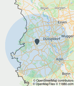 Kartendarstellung des Servicegebiets von Starkstrom-Bremges GmbH & Co. KG