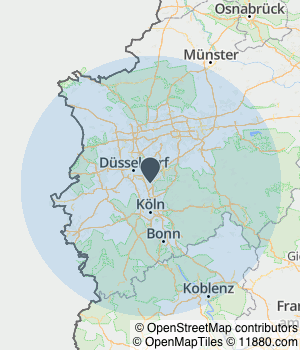 Kartendarstellung des Servicegebiets von ESTO Elektro Sicherheitstechnik Tim Osterkamp