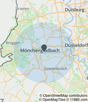 Kartendarstellung des Servicegebiets von NinetySix Printlab