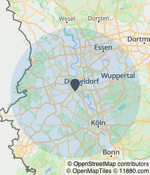 Kartendarstellung des Servicegebiets von Rozic Bau GmbH Trockenbau und Ausbau