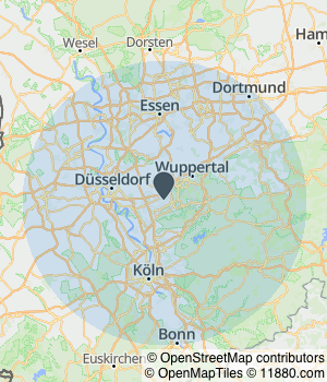 Kartendarstellung des Servicegebiets von Emrich Immobilien