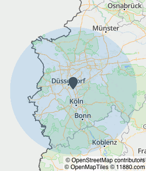 Kartendarstellung des Servicegebiets von W. Stolz u. Partner GmbH