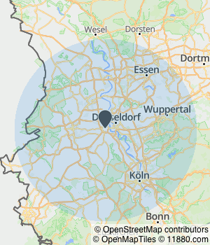 Kartendarstellung des Servicegebiets von Dipl.-Fw. (FH) Dirk Johnen Steuerberater