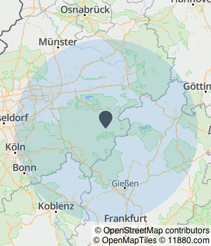 Kartendarstellung des Servicegebiets von Schreinerei Didam GmbH