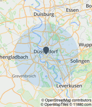 Kartendarstellung des Servicegebiets von MVZ RHR Augenärzte GmbH