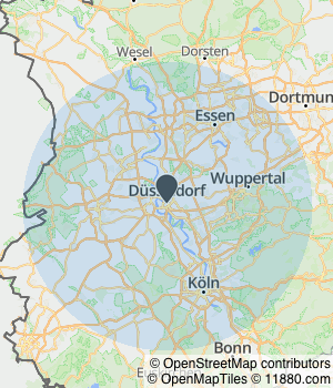 Kartendarstellung des Servicegebiets von Jaga Nicusor Hausmeisterservice