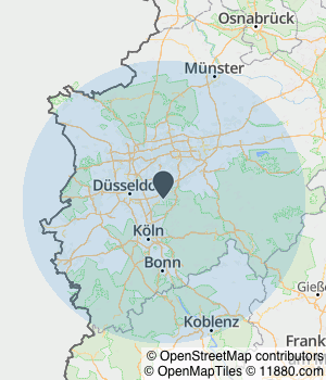 Kartendarstellung des Servicegebiets von Sa Hausmeisterservice A