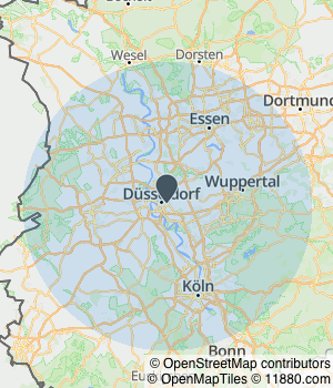 Kartendarstellung des Servicegebiets von RK Bau