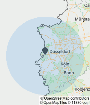 Kartendarstellung des Servicegebiets von Bestattungslogistik Schäfer