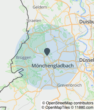 Kartendarstellung des Servicegebiets von Debeka Servicebüro Viersen