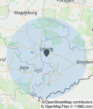Kartendarstellung des Servicegebiets von KJS GmbH
