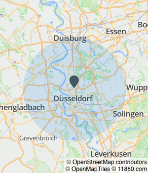 Kartendarstellung des Servicegebiets von Wega GmbH