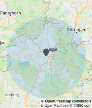 Kartendarstellung des Servicegebiets von Dachwerk Jonas Dittert UG