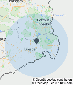 Kartendarstellung des Servicegebiets von Rettinger & Kollegen Dresden