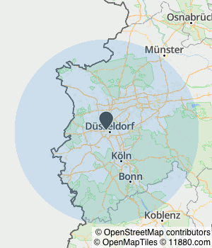 Kartendarstellung des Servicegebiets von DDH- Services