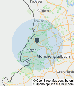 Kartendarstellung des Servicegebiets von DVS Pflegedienst GmbH