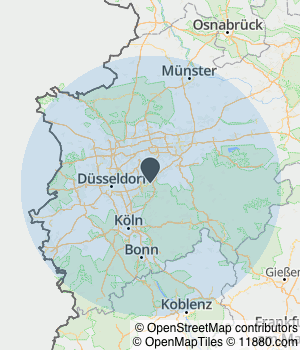 Kartendarstellung des Servicegebiets von Sascha Mergens Beziehungs und Paarcoaching