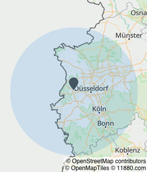 Kartendarstellung des Servicegebiets von Nou Nou Messebau | Ladenbau | Tischlerei