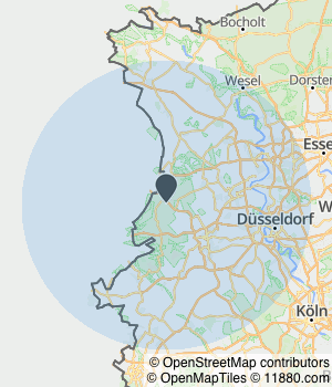 Kartendarstellung des Servicegebiets von Tischlerei Boerenkamp UG