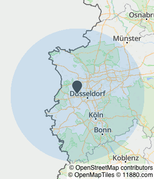 Kartendarstellung des Servicegebiets von Das Einrichtungs Haus XXS