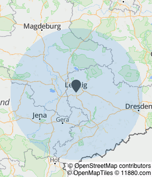 Kartendarstellung des Servicegebiets von GSE-Solar Solutions GmbH