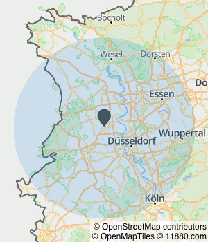 Kartendarstellung des Servicegebiets von Guard Security & Services GmbH