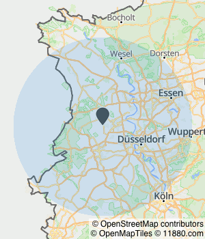 Kartendarstellung des Servicegebiets von Anhänger- und Reifencenter Schumacher