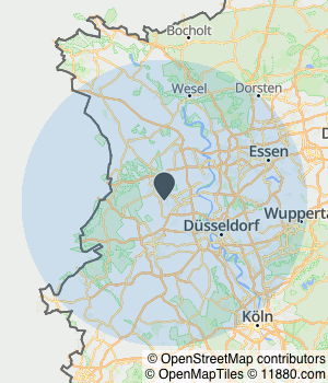 Kartendarstellung des Servicegebiets von Ks Estrichbau