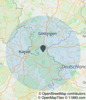 Kartendarstellung des Servicegebiets von Herbert Speck GmbH