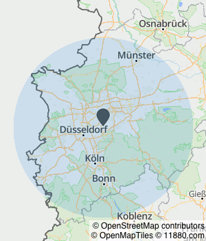 Kartendarstellung des Servicegebiets von Digiflowsolutions Twardawsky