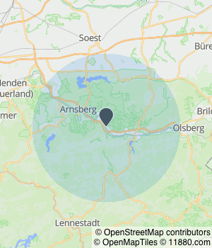 Kartendarstellung des Servicegebiets von Preiß Glanz Crew GbR