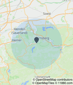 Kartendarstellung des Servicegebiets von Kinga´s Betreuungsdienst