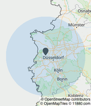 Kartendarstellung des Servicegebiets von Heyer Metallbau - Jürgen Heyer