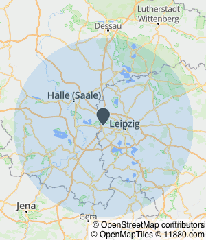 Kartendarstellung des Servicegebiets von SAX-CAR-Meisterwerkstatt GmbH