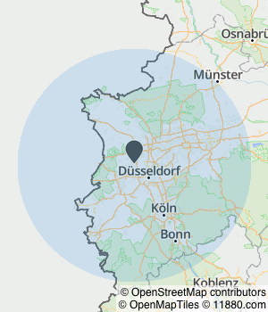 Kartendarstellung des Servicegebiets von Die Hausmeisterei D&S