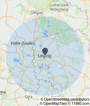 Kartendarstellung des Servicegebiets von alpha Reiseagentur Minkner