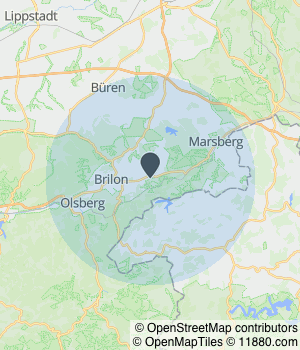 Kartendarstellung des Servicegebiets von Oliver Henne Maurerarbeiten