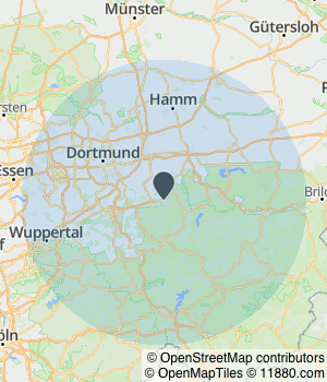 Kartendarstellung des Servicegebiets von Seni-Fee Alltagsbetreuung in Hemer