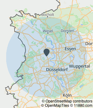 Kartendarstellung des Servicegebiets von Fussbodentechnik Töffels