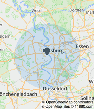 Kartendarstellung des Servicegebiets von B&S Bauchmüller GmbH