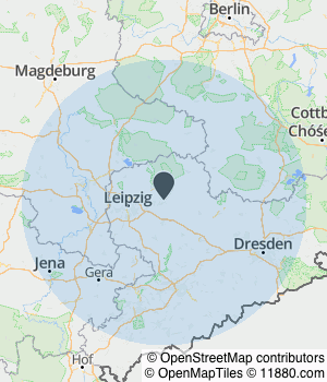 Kartendarstellung des Servicegebiets von Baufinanzierung Jan Doberenz