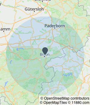 Kartendarstellung des Servicegebiets von Wulf Schädlingsbekämpfung