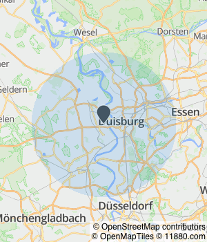 Kartendarstellung des Servicegebiets von BIC-Herrmann Bausachverständigenbüro