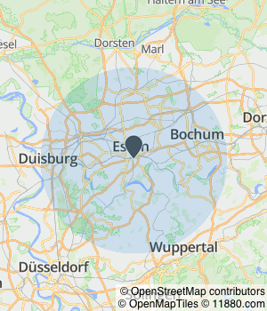 Kartendarstellung des Servicegebiets von Autohaus Ruhrallee GmbH