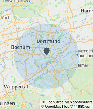 Kartendarstellung des Servicegebiets von Pferdepraxis Homburg